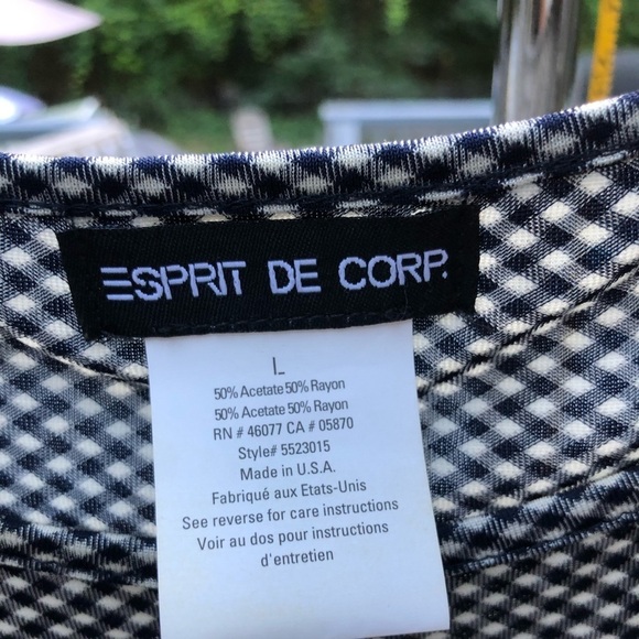 Esprit large Navy & White check top matching wrap skirt listed separately - Picture 6 of 7